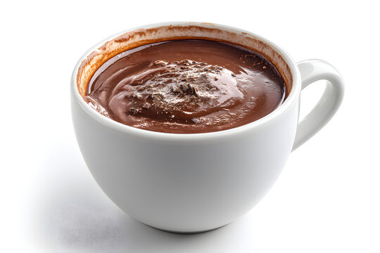 Thick and Hot Classic Belgian Chocolate in Elegant White Cup on Clean Background