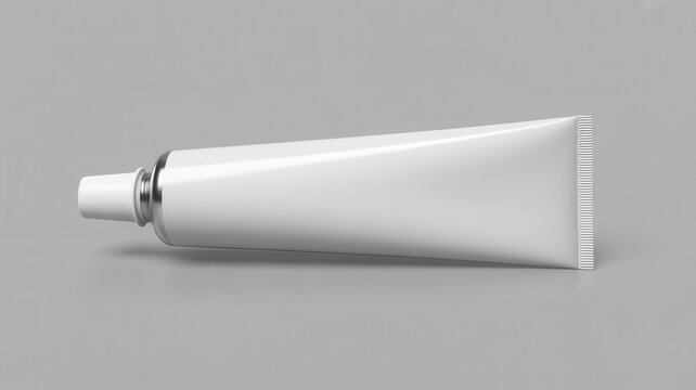 Blank white squeeze tube isolated on a grey background