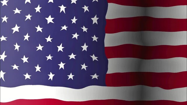 American flag waving animation, USA flag waving in a smooth continuous loop, animated vector illustration banner for 4th of July Independence Day, Memorial Day, Veterans Day background video