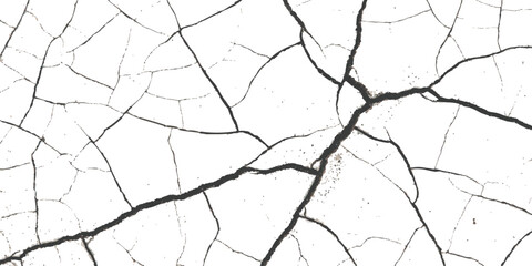 Obraz premium Black and white abstract texture with deep cracks and broken surface lines pattern