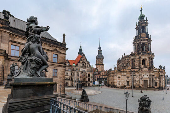 Baroque cityscape at Dresden Zwinger and Hofkirche
