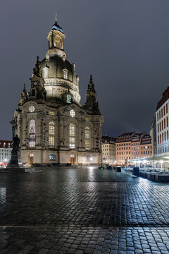 Night view of Frauenkirche and Neumarkt square, Dresden