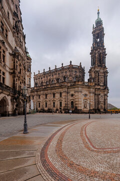 Baroque Zwinger palace courtyard in Dresden, Germany