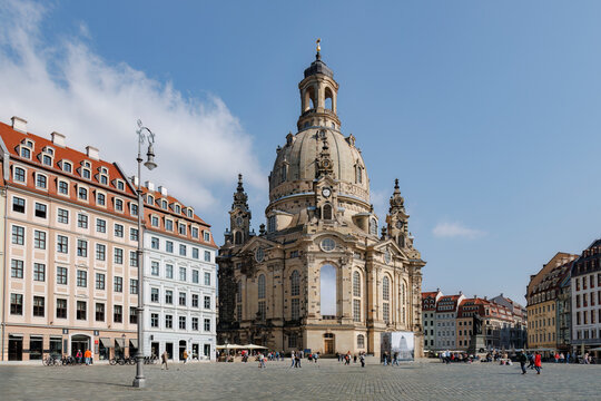 Baroque Frauenkirche and Neumarkt square in Dresden