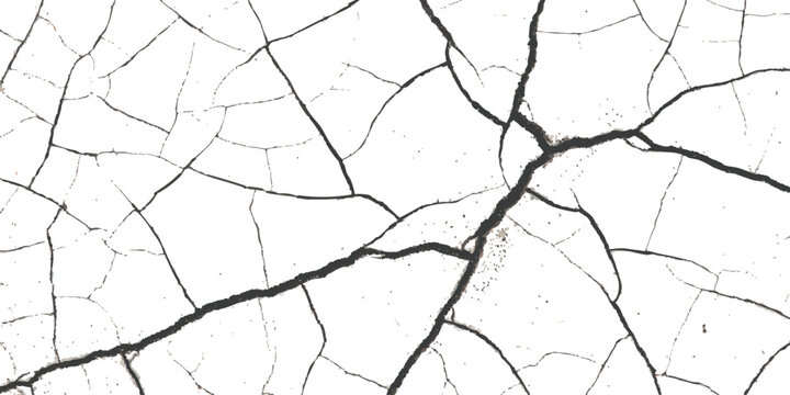 Black and white abstract texture with deep cracks and broken surface lines pattern