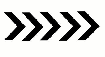 Dynamic graphic element featuring multiple black chevron arrows pointing right, symbolizing forward movement, digital progression, and continuous flow in a clean vector design © Commander