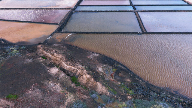 Aerial view of Janubio Salt Flats in Lanzarote