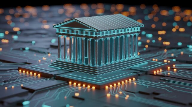 Digital technology representing the future of law and banking