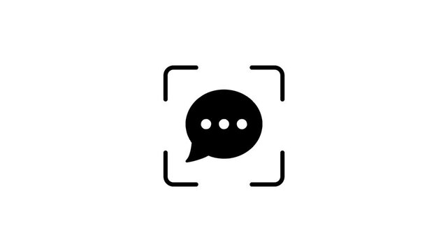 Scanning process of digital chat bubble icon with green laser effect.