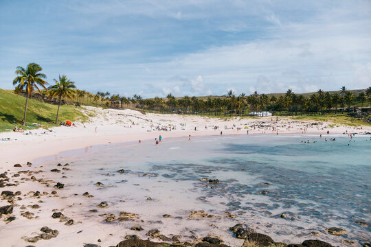 Scenic beach view on Rapa Nui, Easter Island, Chile