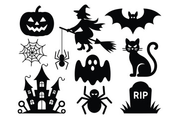 Fototapeta premium Halloween Silhouette Icon Set
