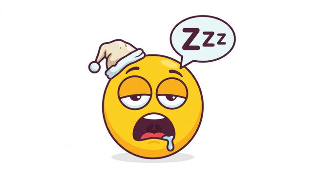 Tired emoji wearing a sleeping cap with Zzz in a speech bubble.