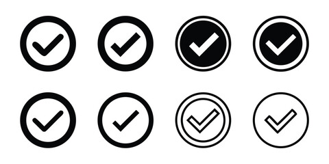 Check mark icon set, Tick mark symbol. vector illustration © Silhouette Zone