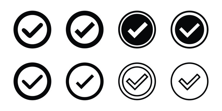 Check mark icon set, Tick mark symbol. vector illustration