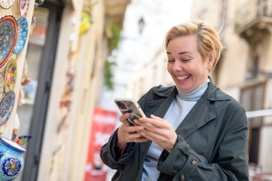 Woman enjoying slow travel in Lecce, Puglia, on holiday