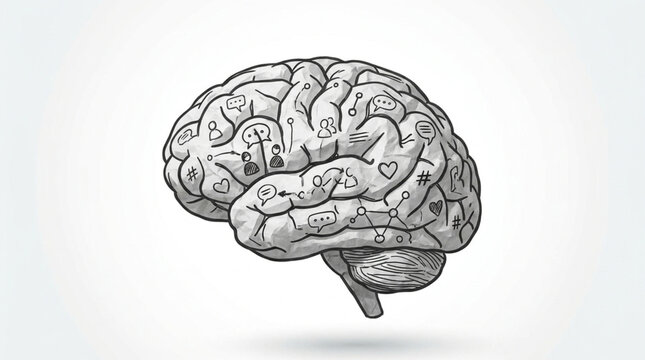 Detailed illustration of a human brain with anatomical labels.