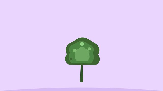 minimalist oak tree swaying on pastel purple background