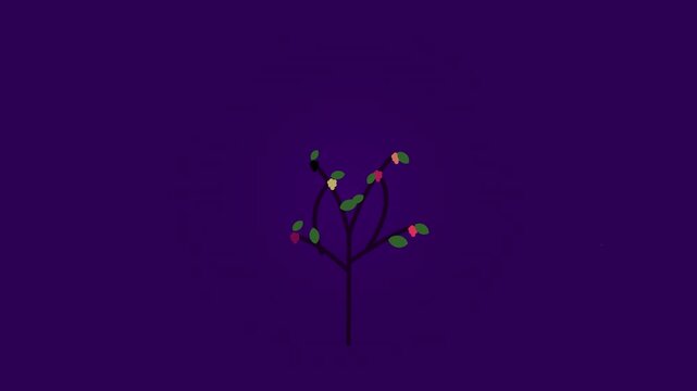 minimalist mulberry tree ripening on vivid violet base