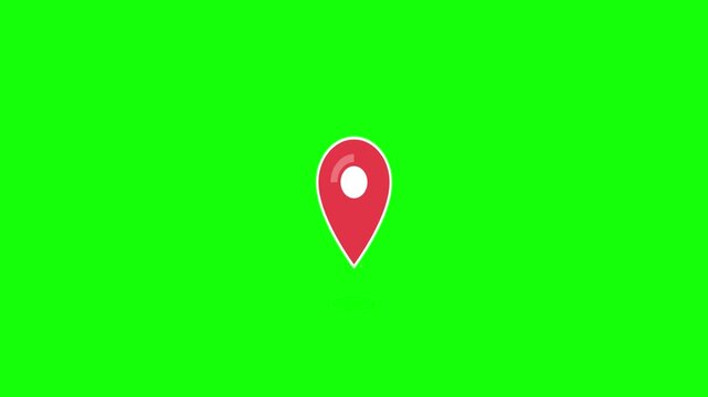 minimalist location pin map drop on green screen