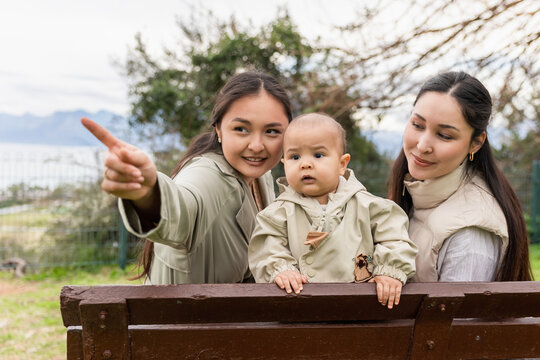 Family enjoying time together in park
