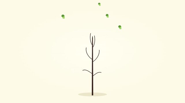 minimalist hornbeam tree swaying on pale yellow background