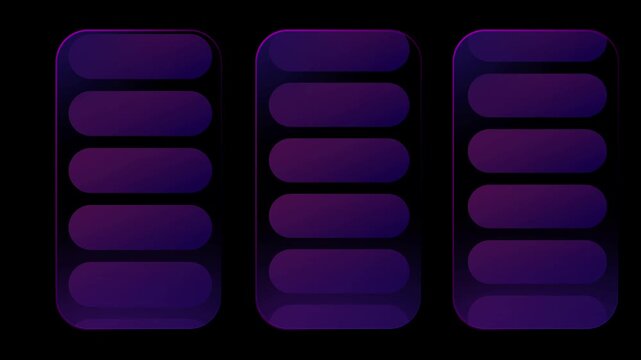 Three vertical columns of rounded rectangular list items are displayed side by side creating a structured and organized data grid or selection menu