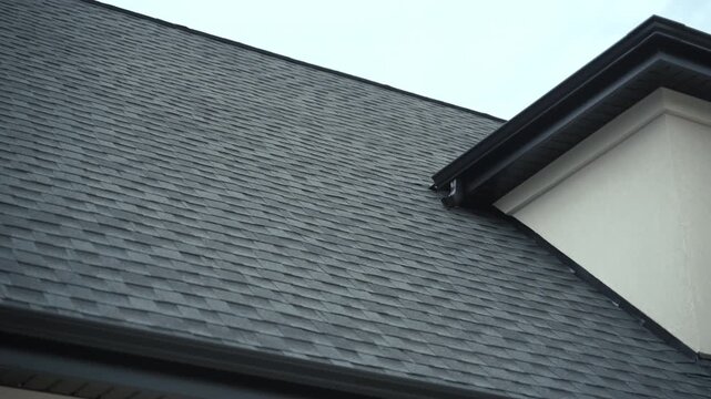 Element of Modern residential house exterior with new roof is installed