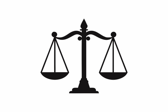 justice scale icon black silhouette on white background