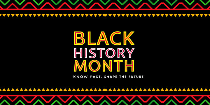 black history month banner with vibrant geometric pattern