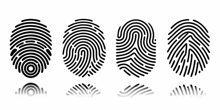 fingerprint set black and white vector illustration