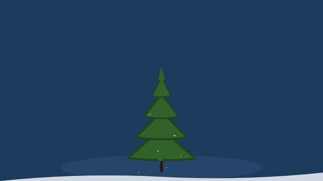 minimalist cedar tree shaking off snow blue canvas