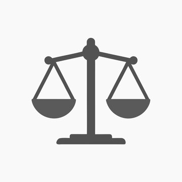 unbalanced justice scale icon minimalist legal symbol on white background