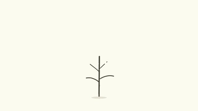 minimalist alder tree growing on soft cream backdrop