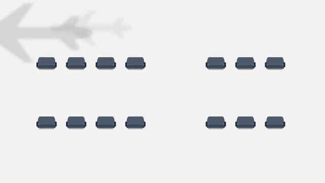 minimalist airport terminal with moving plane shadows
