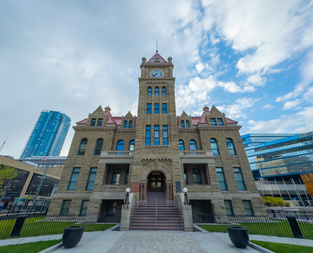 Old Town Hall at 800 Macleod Trl SE at 7 Avenue SE in downtown Calgary, Alberta AB, Canada.