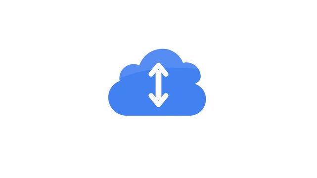 minimal digital cloud storage data sync animation