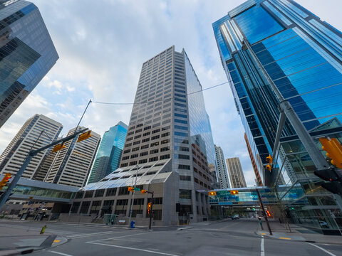 KPMG Tower aka 240Fourth building at the corner of 2 Street SW and 3 Avenue SW in downtown Calgary, Alberta AB, Canada.  