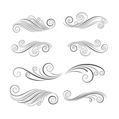 Fototapeta premium Elegant decorative swirls and flourishes set on white background