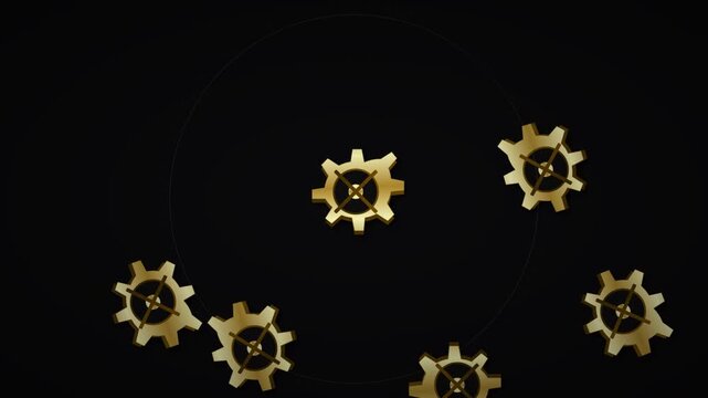 mechanical 3d gears turning clockwork motion background