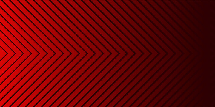 Red arrows background. Abstract triangle gradient wallpaper. Repeated arrow stripes backdrop for flyer, banner, poster, presentation. Thin to thick linear game or sport texture. Vector masculine bg