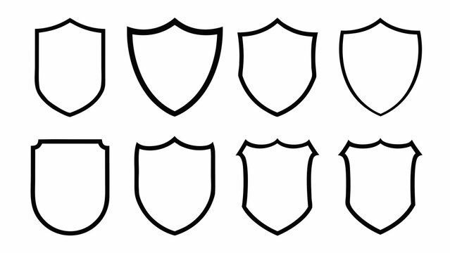 collection of shield shaped outlines on white background