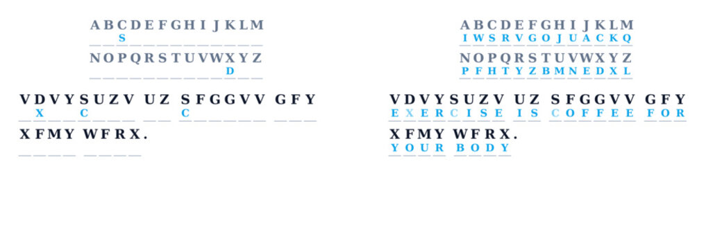 Fitness Quote Cryptogram Puzzle Worksheet with Cipher Key and Solved Answer for Brain Training