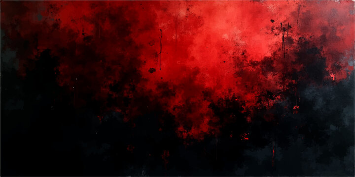 A dark grunge background featuring textured red paint and black smoke resembles an old dirty wall with abstract patterns of blood, fire, and orange flame illustration