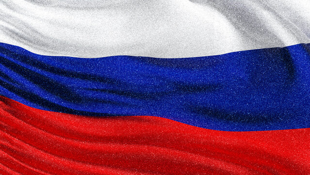 Russia flag with glittering particles | Russian waving flag background with glittering particles 