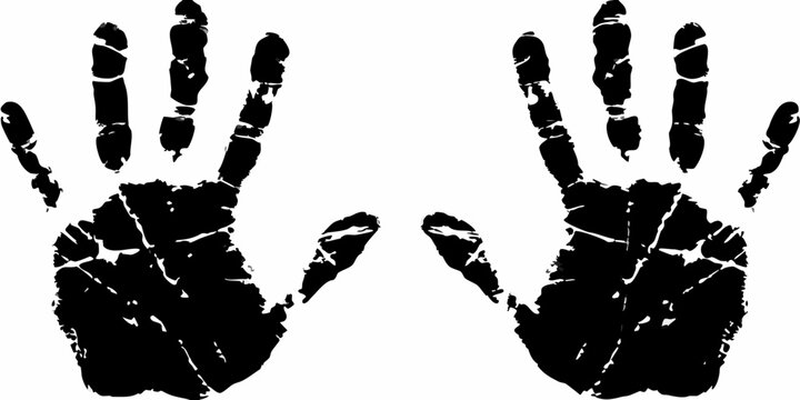handprint silhouettes distressed texture on white background