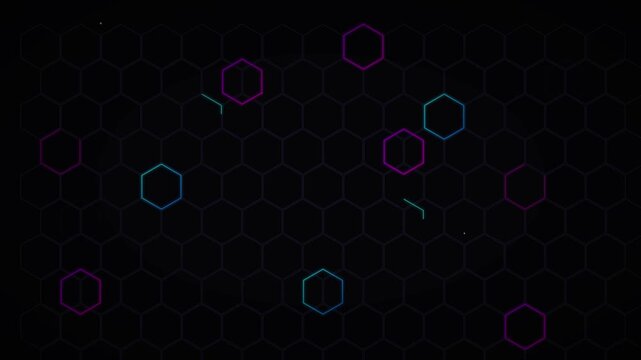 honeycomb hex neon grid dynamic cell activation animation