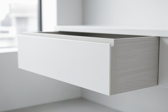 Floating drawer with clean minimal design and light wood finish for modern interiors