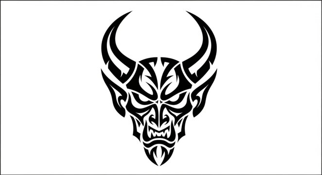 Tribal Demon Face Tattoo Design.