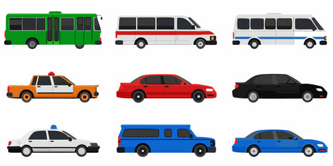vehicle fleet illustration colorful transport vehicles on white background © Anik