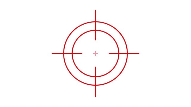 Glowing target icon animation. Military training, Military target icon animation Neon gun point, Sniper Scope target with measurement scale. Neon gun pointer and shouting concept animation.